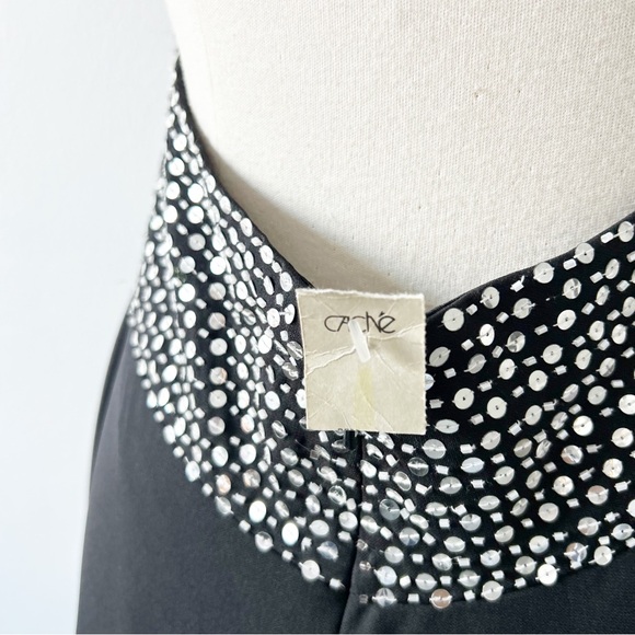 Vintage NEW Deadstock Cache Sequin Beaded Low Back Black Gown Dress Size 4 - Picture 10 of 12